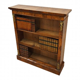 Victorian Walnut and Burr Walnut Open Bookcase