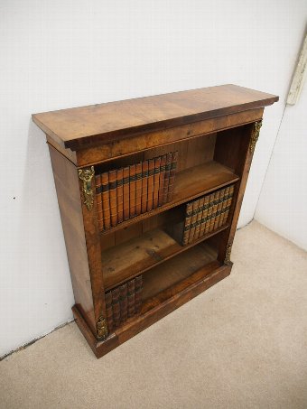 Antique Victorian Walnut and Burr Walnut Open Bookcase