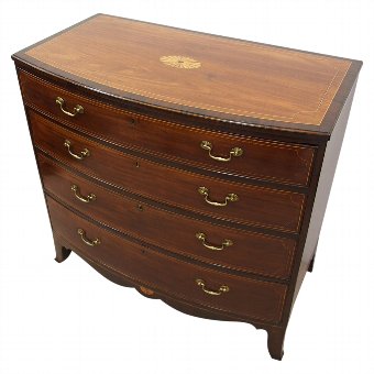 George III Inlaid Mahogany Bowfront Chest of Drawers