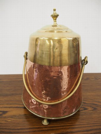 Antique Dutch Copper and Brass Pail or Bucket
