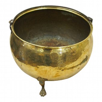 Large Brass Circular Log Bin or Cauldron
