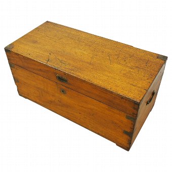 Mid Victorian Teak Travelling Trunk 