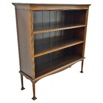 Art Nouveau Style Inlaid Mahogany Open Bookcase