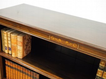 Antique Art Nouveau Style Inlaid Mahogany Open Bookcase