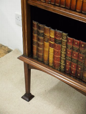 Antique Art Nouveau Style Inlaid Mahogany Open Bookcase