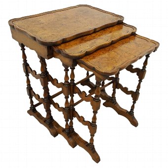 Nest of 3 Jacobean Style Burr Walnut Tables