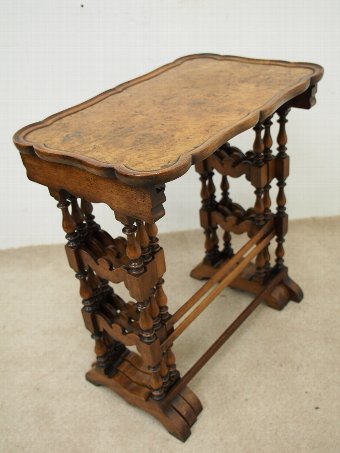 Antique Nest of 3 Jacobean Style Burr Walnut Tables