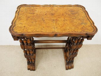 Antique Nest of 3 Jacobean Style Burr Walnut Tables