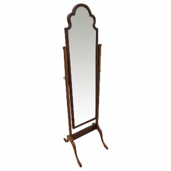 Queen Anne Style Walnut Cheval Mirror