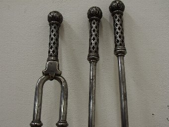 Antique Set of 3 Steel Fire Irons