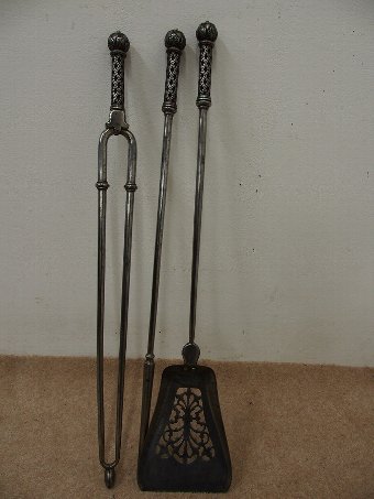 Antique Set of 3 Steel Fire Irons