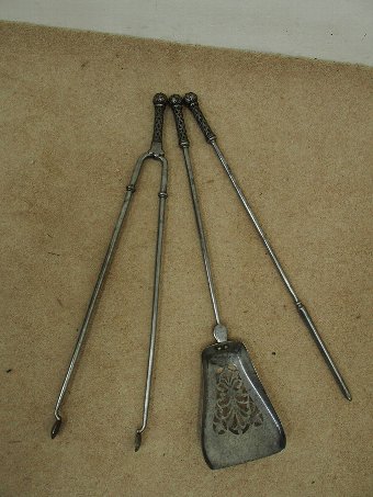 Antique Set of 3 Steel Fire Irons