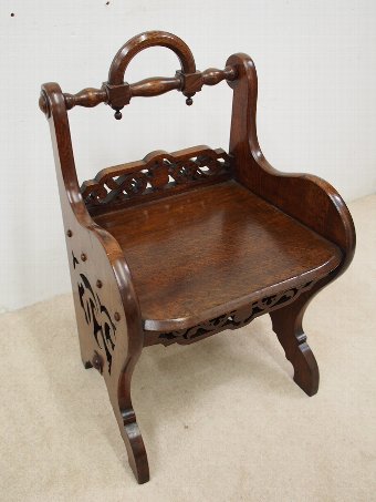 Antique Unusual Victorian Oak Hall Chair