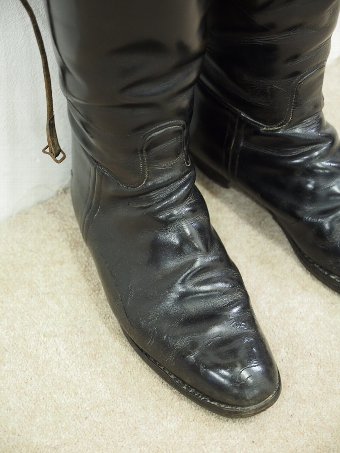 Antique Pair of Black Leather Riding Boots