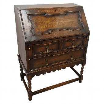 Neat Jacobean Style Oak Bureau