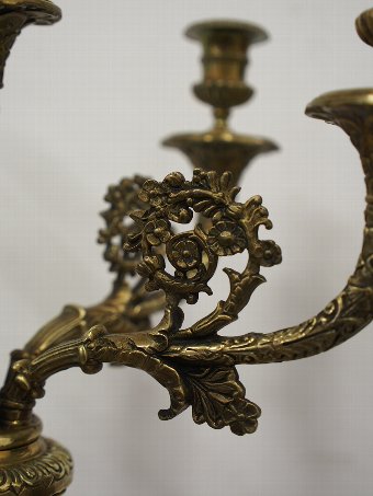 Antique Pair of Empire Style Brass Candelabra