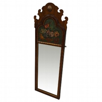 George I Style Walnut and Painted Mirror