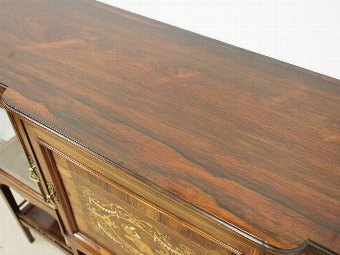 Antique Late Victorian Marquetry Inlaid Rosewood Cabinet