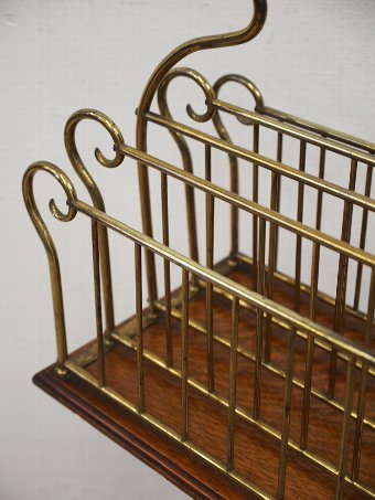 Antique Late Victorian Brass and Oak Book Stand