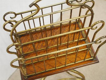 Antique Late Victorian Brass and Oak Book Stand