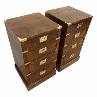 Burr Walnut Military Style Chest of Drawers
