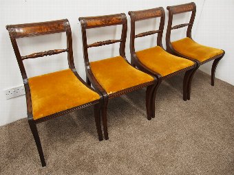 Antique Set of 4 Regency Mahogany Dining Chairs