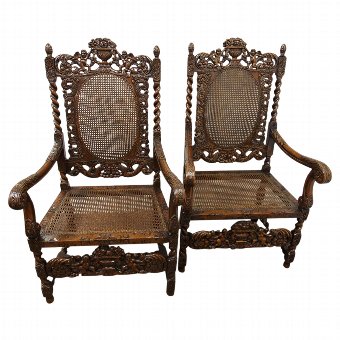 Pair of Charles II Style Walnut Chairs