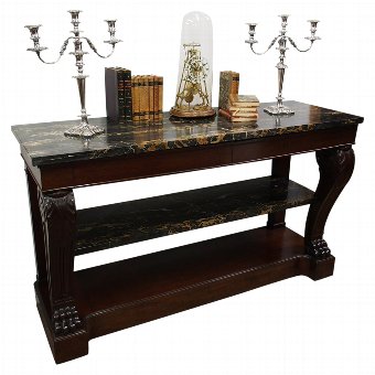 French Mahogany and Marble Console Table