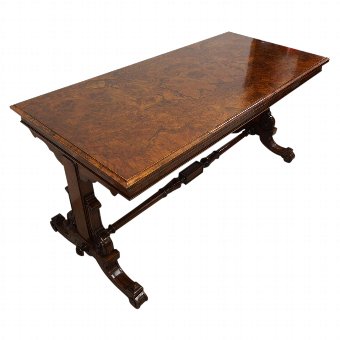 Victorian Walnut and Burr Walnut Library Table