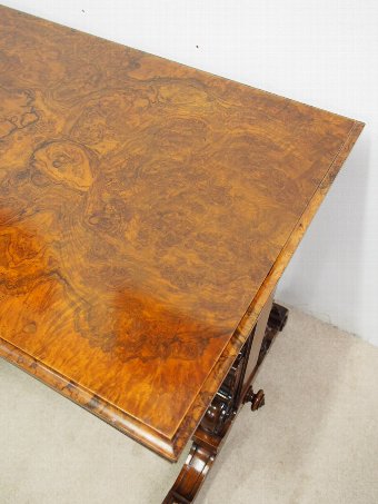 Antique Victorian Walnut and Burr Walnut Library Table