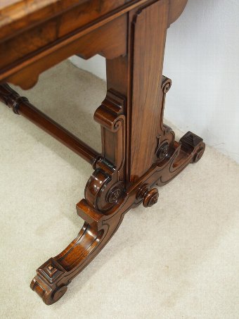 Antique Victorian Walnut and Burr Walnut Library Table