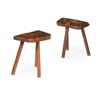Pair of Unusual Elm Stools