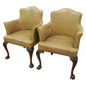 Pair of George III Style Leather Chairs