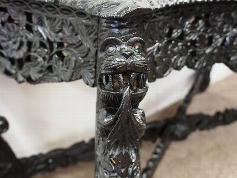 Antique Burmese Ebonised Side Table