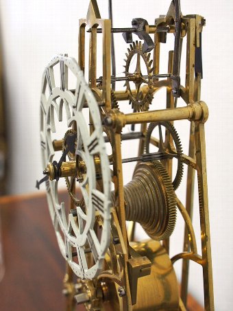 Antique Brass Skeleton Clock with Dome
