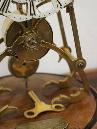 Antique Brass Skeleton Clock with Dome