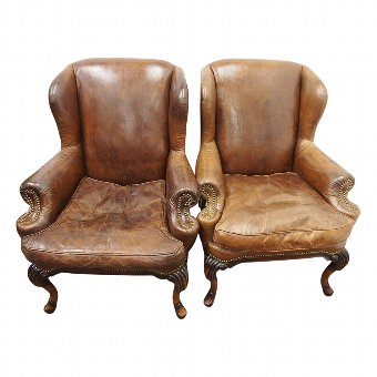 Pair of George II Style Wing Armchairs