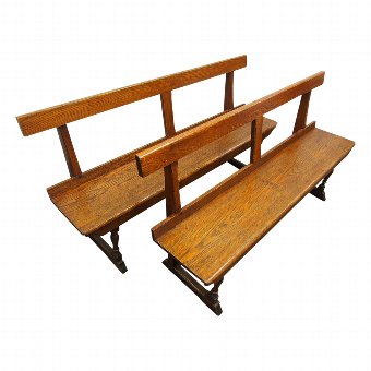 Neat Pair of Victorian Oak Benches