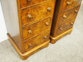 Antique Pair of Victorian Burr Walnut Bedsides or Chest of Drawers