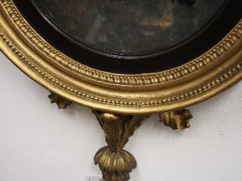 Antique Regency Carved and Gilded Convex Mirror