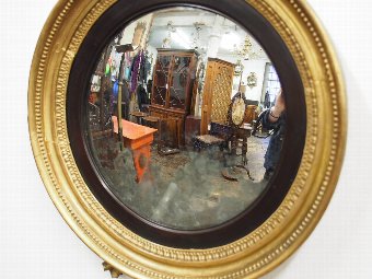 Antique Regency Carved and Gilded Convex Mirror