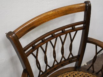 Antique Unusual Stained Beech Armchair