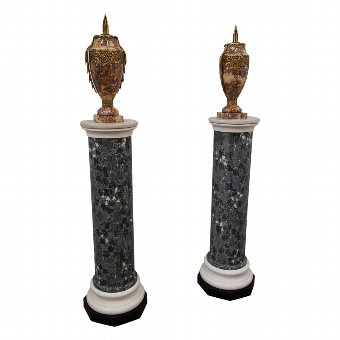  Pair of Victorian Scagliola and Marble Pedestals