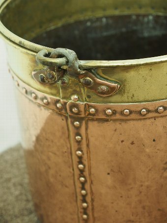 Antique Copper and Brass Log Pail