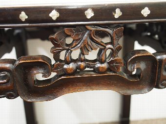 Antique Chinese Rosewood, Mother of Pearl and Brass Inlay Table