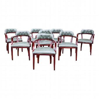 Set of 8 Leather Upholstered Tub Chairs
