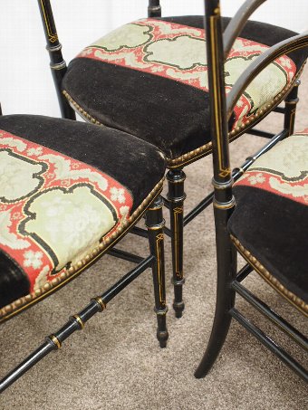 Antique Set of 4 Victorian Ebonised Chairs