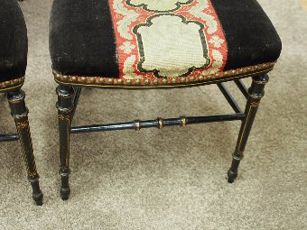 Antique Set of 4 Victorian Ebonised Chairs