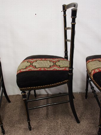 Antique Set of 4 Victorian Ebonised Chairs