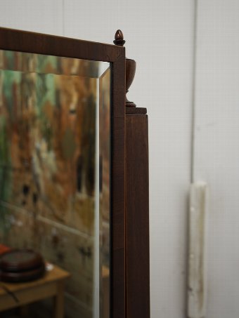 Antique Regency Style Inlaid Mahogany Cheval Mirror